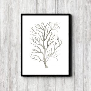 Gray Watercolor Sea Weed Printable