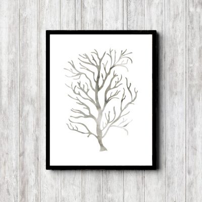 Gray Watercolor Sea Weed Printable