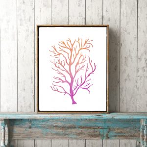 Pink & Orange Watercolor Seaweed Printable