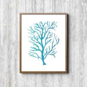 Turquoise Watercolor Sea Coral Printable