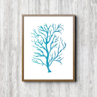 Turquoise Watercolor Sea Coral Printable