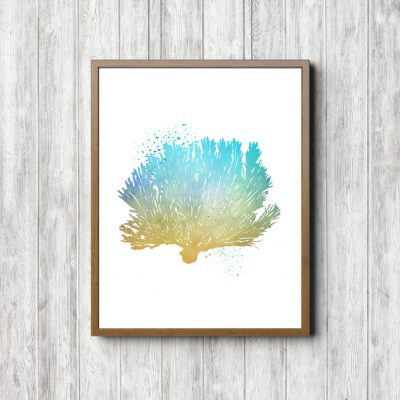 Turquoise & Yellow Coral Reef Printable