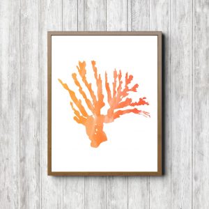 Orange Watercolor Coral Printable