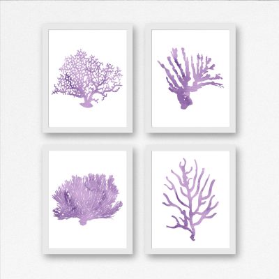 4 Purple Watercolor Ocean Coral Printables