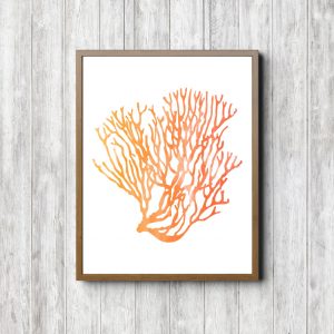 Orange Watercolor Ocean Coral Printable