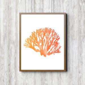Orange Watercolor Marine Coral Printable