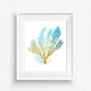 Turquoise & Yellow Sea Weed Printable