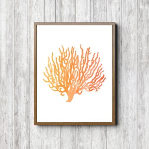Orange Watercolor Reef Plant Printable
