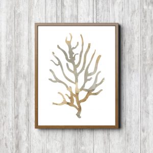 Ocean Coral Beige Watercolor Printable