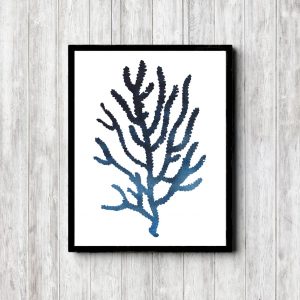Navy Watercolor Seaweed Printable