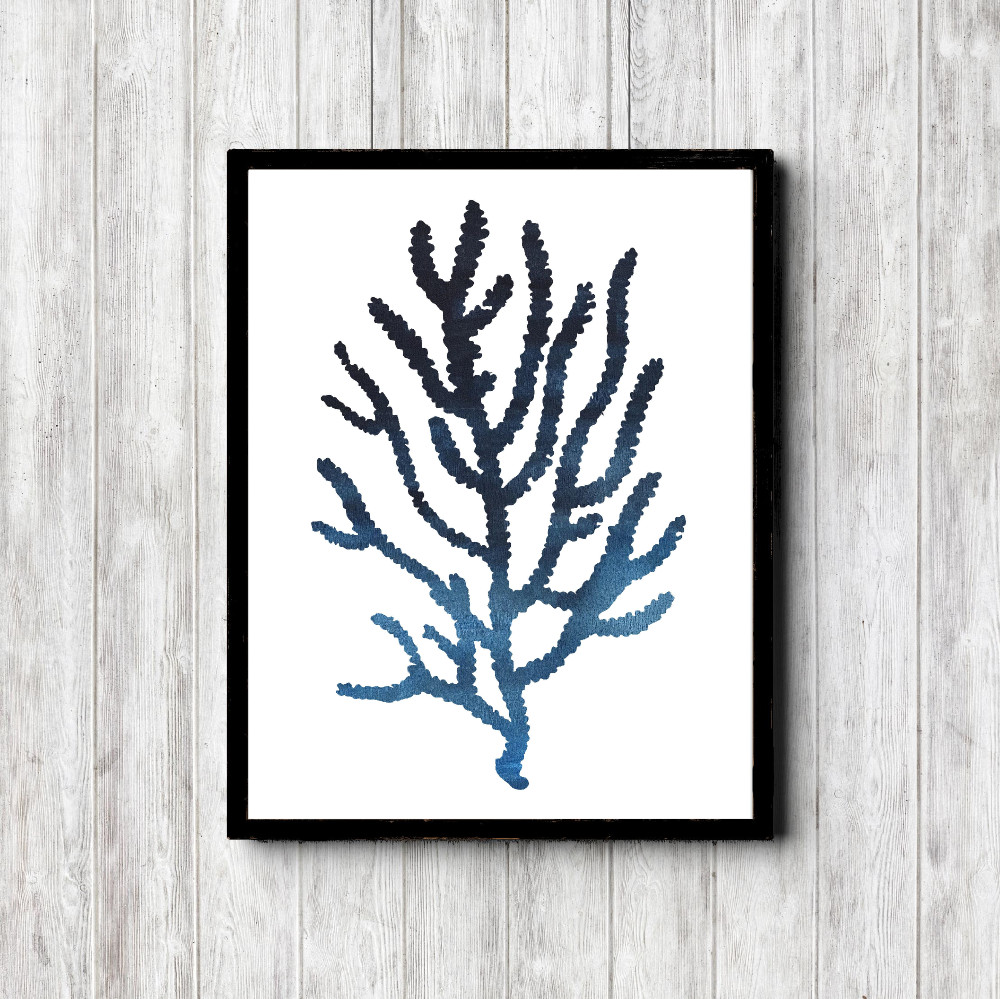 Navy Watercolor Seaweed Printable