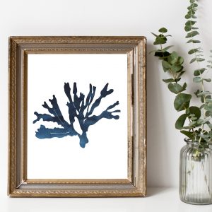 Dark Blue Watercolor Seaweed Printable