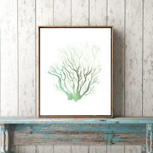 Green Watercolor Coral Reef Printable