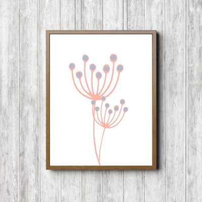 Coral Pincushion Flower Printable Decor