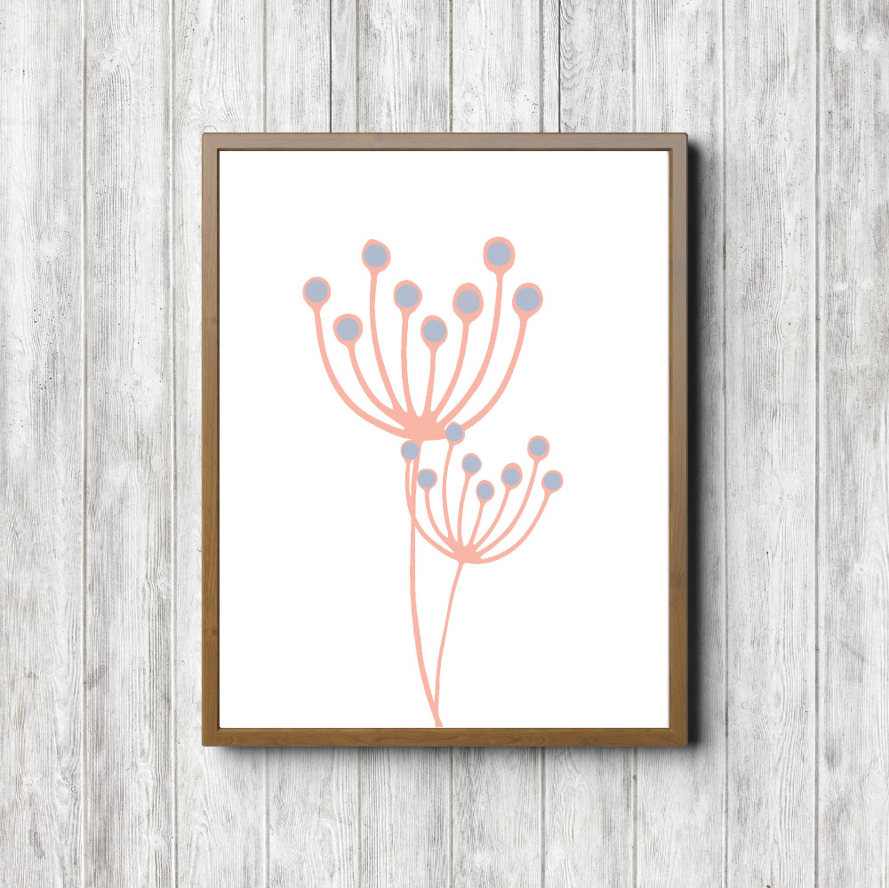 Coral Pincushion Flower Printable Decor