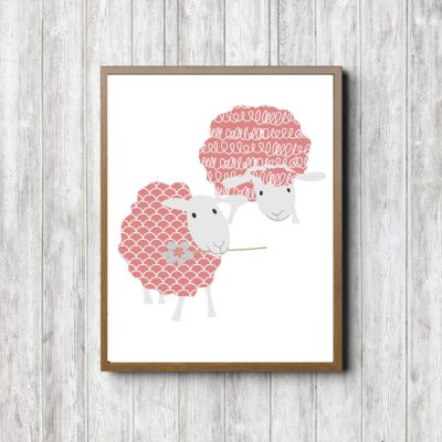 Coral Patterns Cute Sheep Printable