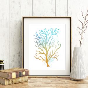 Turquoise & Yellow Reef Plant Printable
