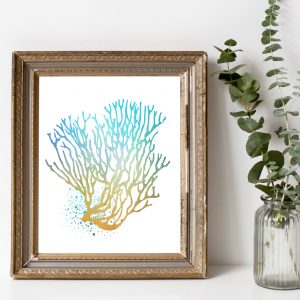 Turquoise & Yellow Seaweed Printable
