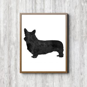 Watercolor Corgi Silhouette Printable