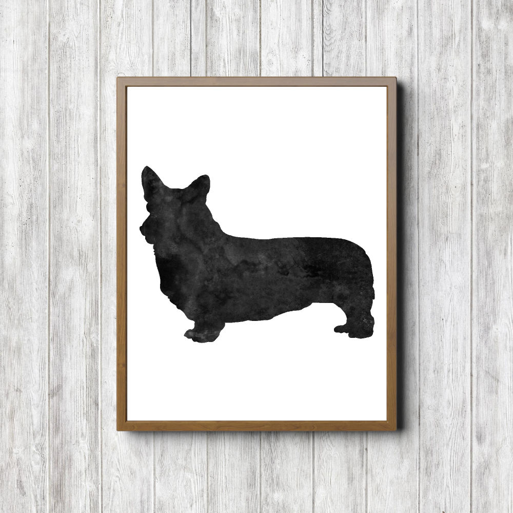 Watercolor Corgi Silhouette Printable