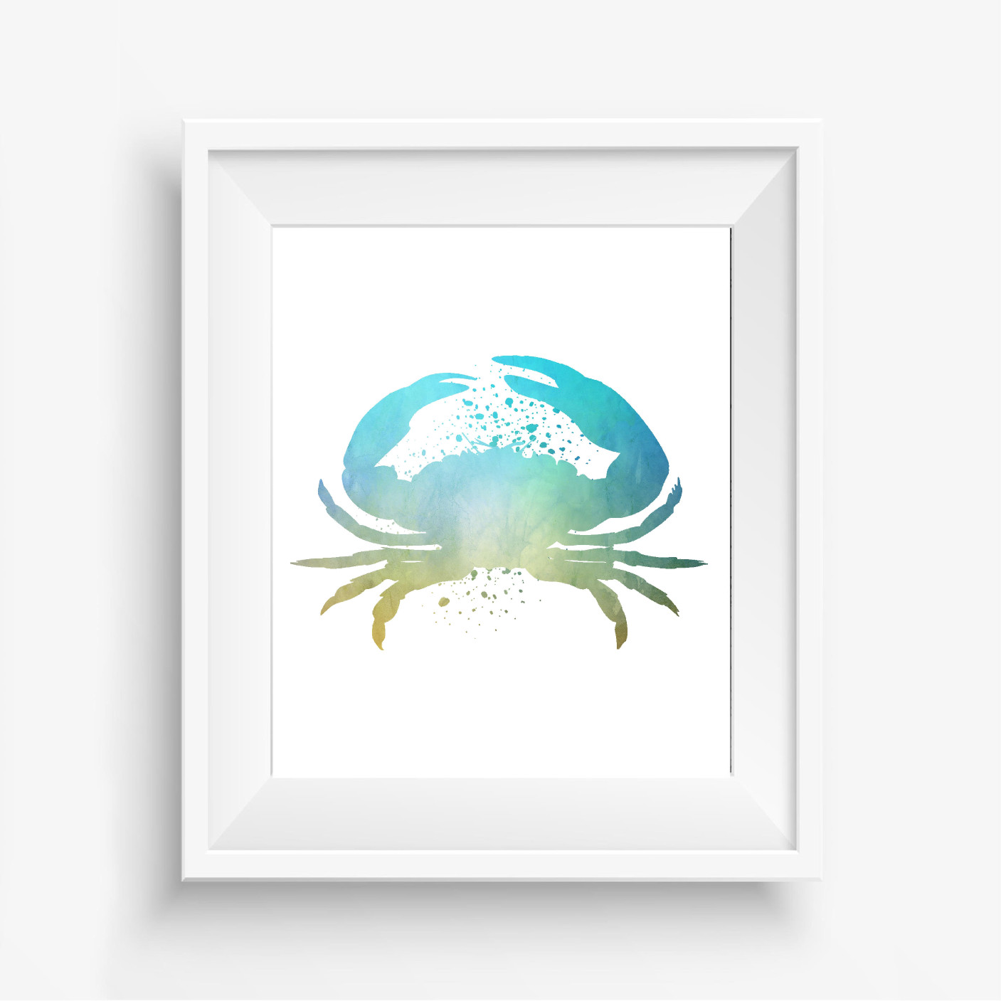 Yellow & Turquoise Watercolor Crab Printable