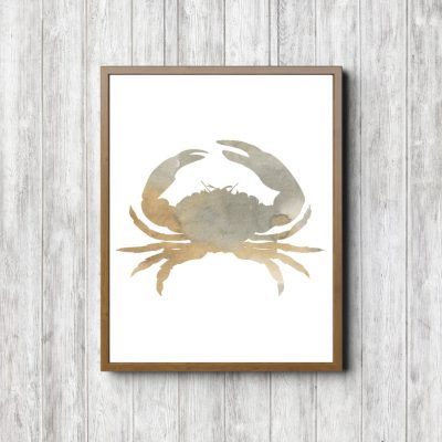 Beige Watercolor Crab Printable