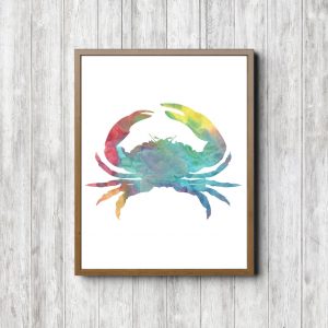 Colorful Watercolor Crab Printable
