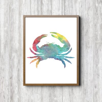 Colorful Watercolor Crab Printable