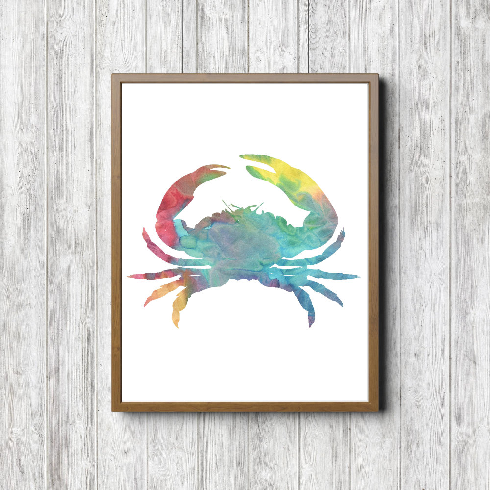 Colorful Watercolor Crab Printable