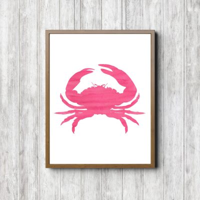 Pink Watercolor Crab Printable