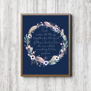 Romans 8:28 Blue Wreath Printable