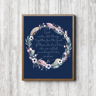 Romans 8:28 Blue Wreath Printable