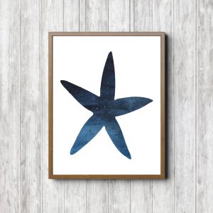 Dark Blue Watercolor Printable Starfish
