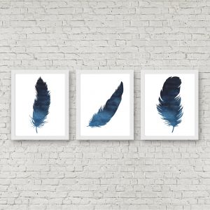 Dark Blue Feathers Printable Set