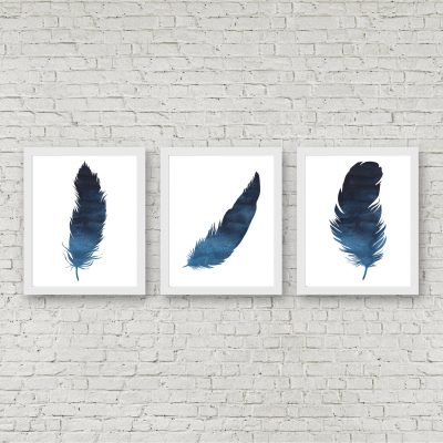 Dark Blue Feathers Printable Set