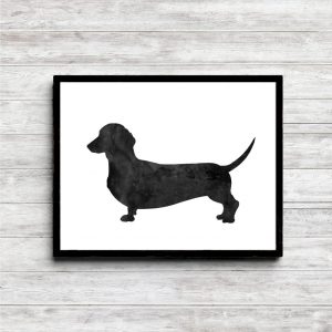 Watercolor Dachshund Silhouette Printable