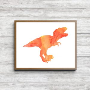 Orange T-Rex Dinosaur Silhouette Printable