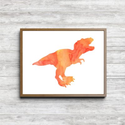 Orange T-Rex Dinosaur Silhouette Printable