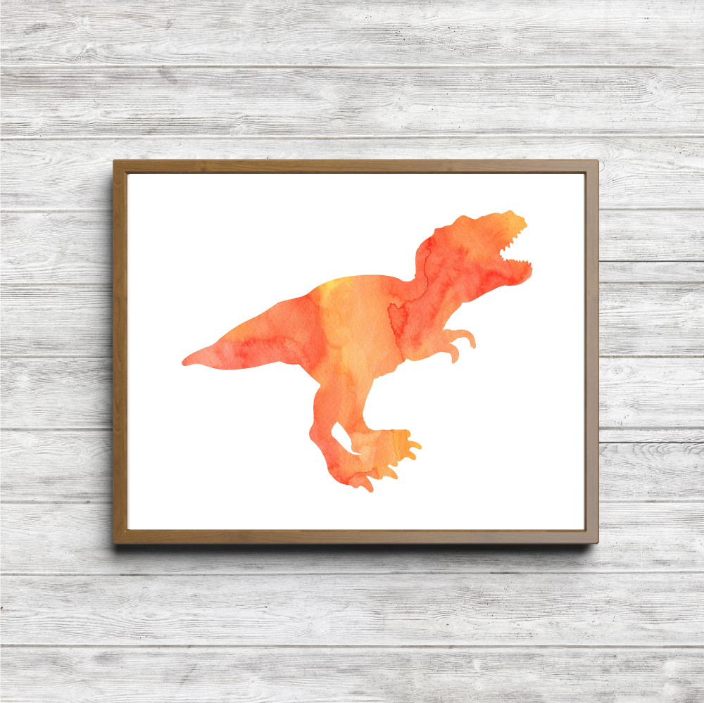 Orange T-Rex Dinosaur Silhouette Printable