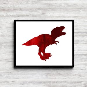 Red T-Rex Silhouette Dinosaur Printable