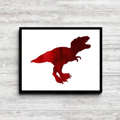 Red T-Rex Silhouette Dinosaur Printable