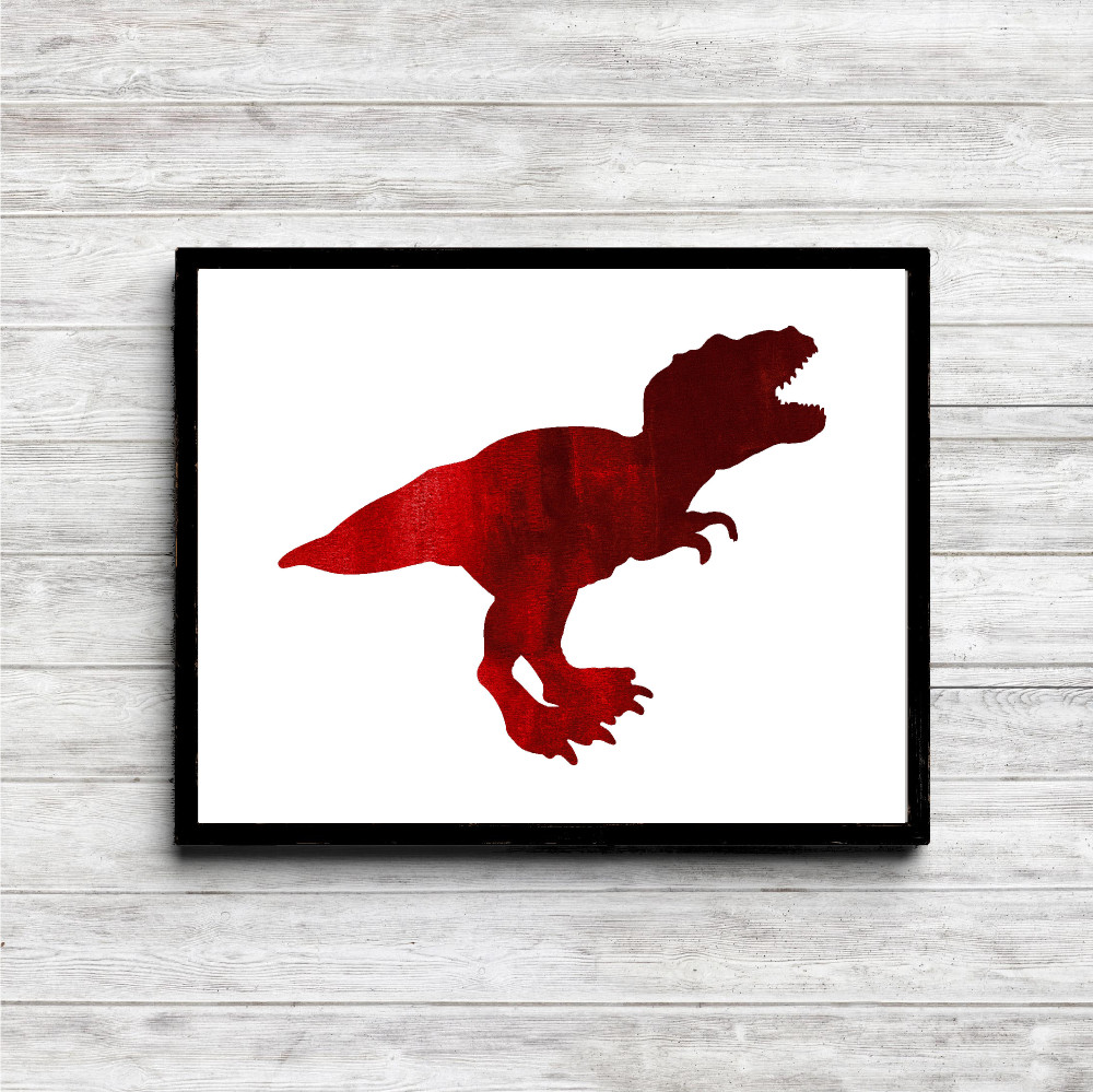 Red T-Rex Silhouette Dinosaur Printable