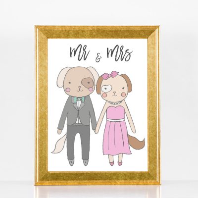 Mr & Mrs Dogs Wedding Sign