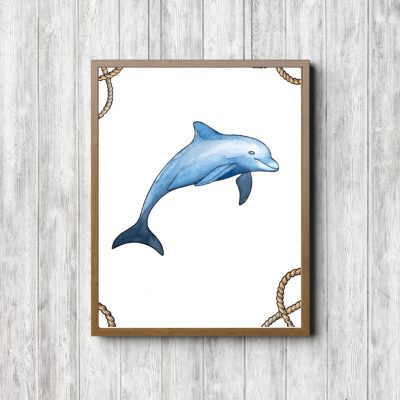 Watercolor Dolphin Nautical Printable