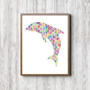 Geometric Watercolor Dolphin Printable
