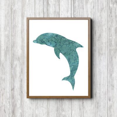 Teal Watercolor Dolphin Printable