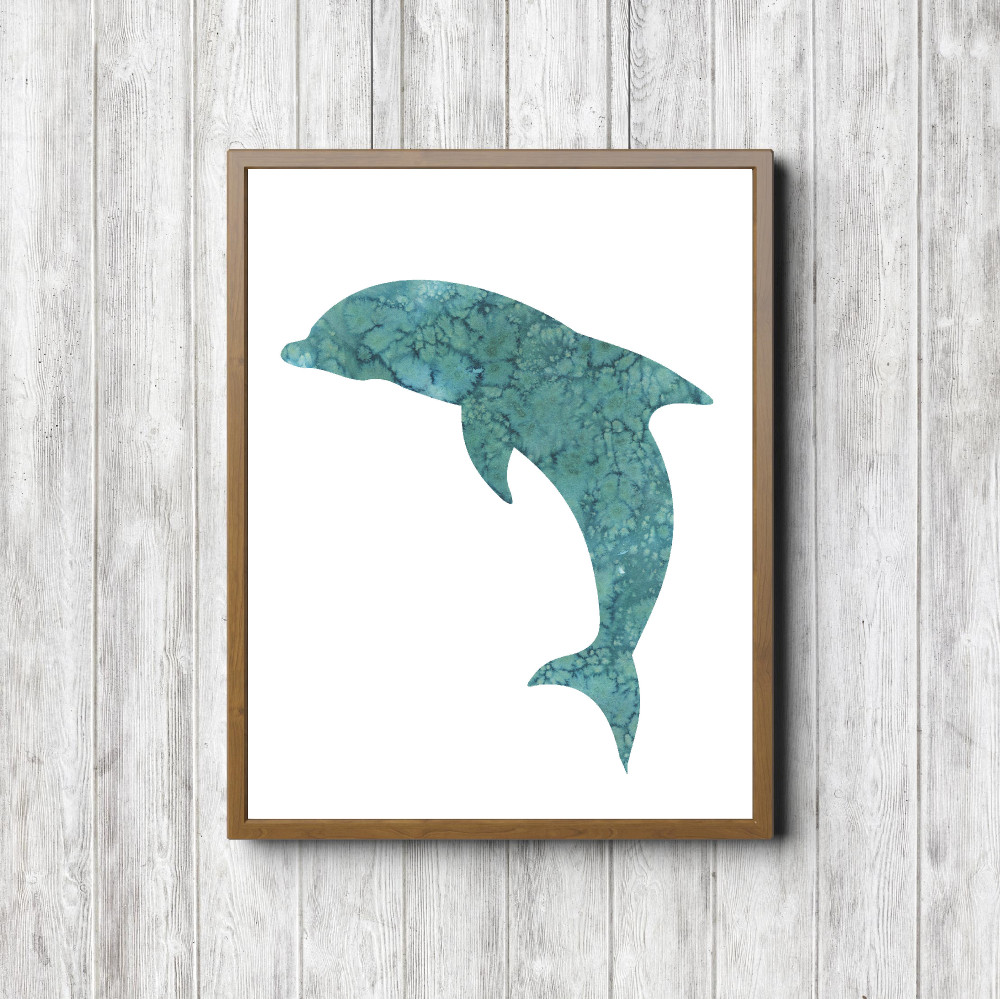 Teal Watercolor Dolphin Printable