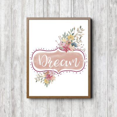 Dream Banner - Pink Floral Printable
