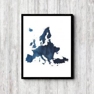 Blue Europe Watercolor Printable