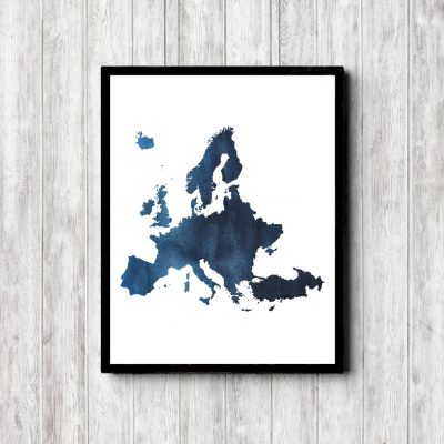 Blue Europe Watercolor Printable